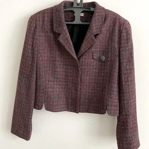 Vintage y2k Ann may 100% silk woven vintage tweed fall winter blazer 12